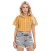 Tennessee Volunteers Orange White Plaid Womens Cropped Shirt 1 orange white plaid women fashion apparel