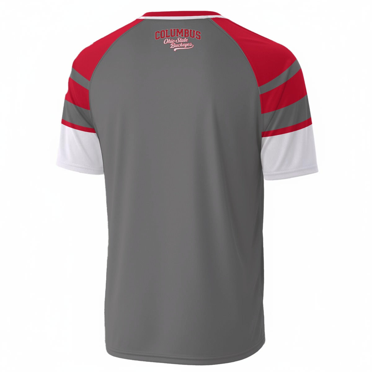 Columbus Ohio State Buckeyes Grey and Red Shirt – Retro Columbus Football Fan V Neck Tee White game day varsity apparel