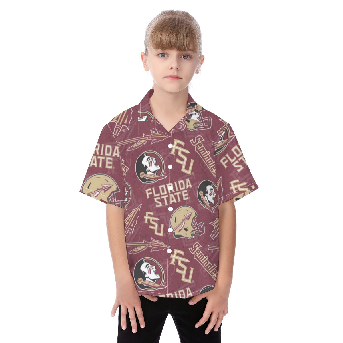 Florida State Seminoles Kid's Hawaiian Vacation Shirt - ACC football apparel varsity sportswear product image 1.0