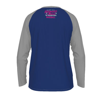 Dark Slate Gray Golden Gate San Francisco Raglan Long Sleeve Shirt – Navy Blue and Gray Baseball Style