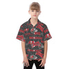 Tampa Bay Buccaneers Kid's Hawaiian Vacation Shirt red pewter football outfit back view