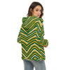 White Smoke Green Bay Football Yellow Green Women’s Borg Fleece Half Zip Hoodie – Game Day Streetwear