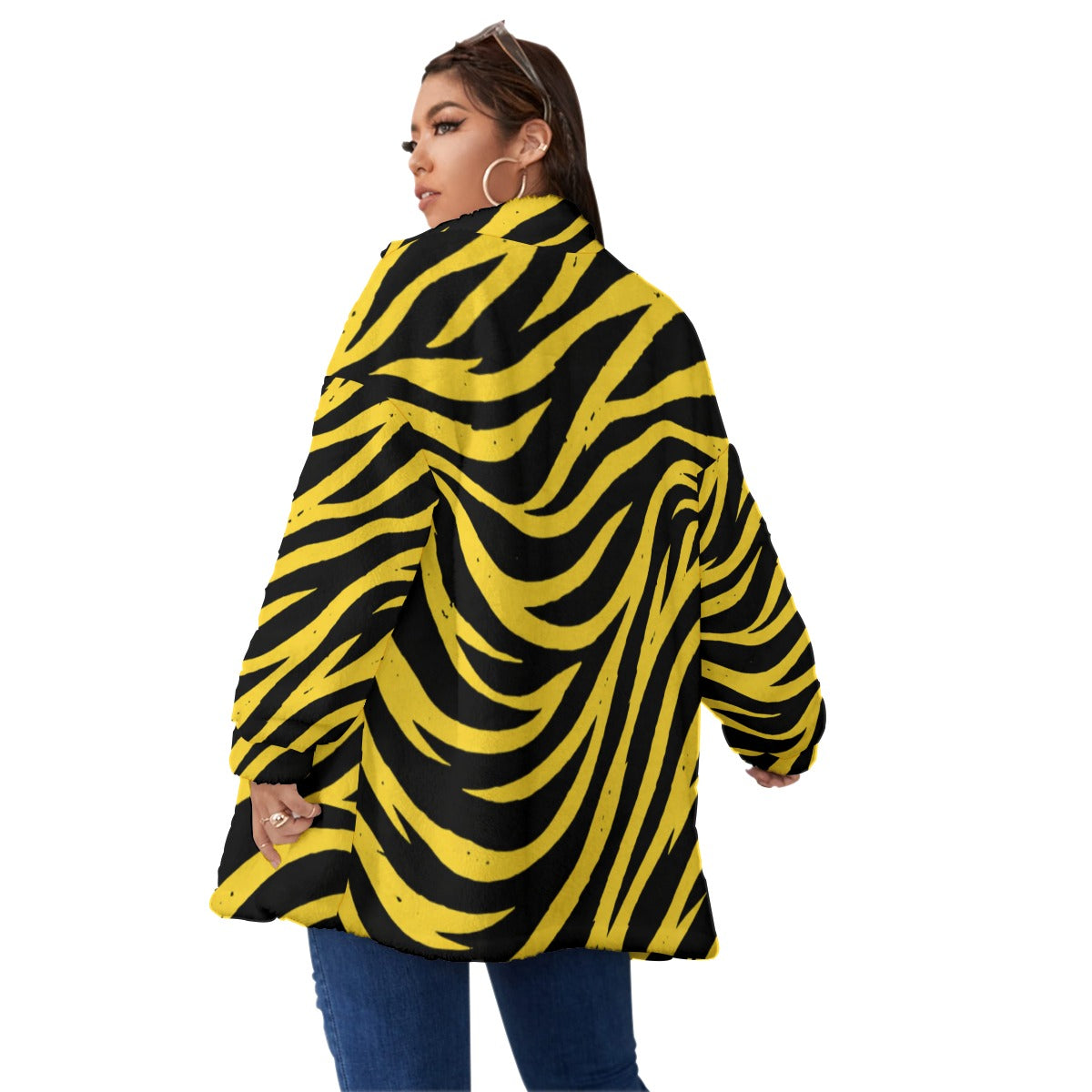 Pittsburgh Football Yellow Black Zebra Unisex Borg Fleece Coat With Zipper Closure (Plus Size) – Gam