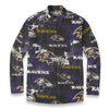Baltimore Ravens  Men's Casual Lapel Long Sleeve Shirt|125GSM Cotton purple black football outfit back view
