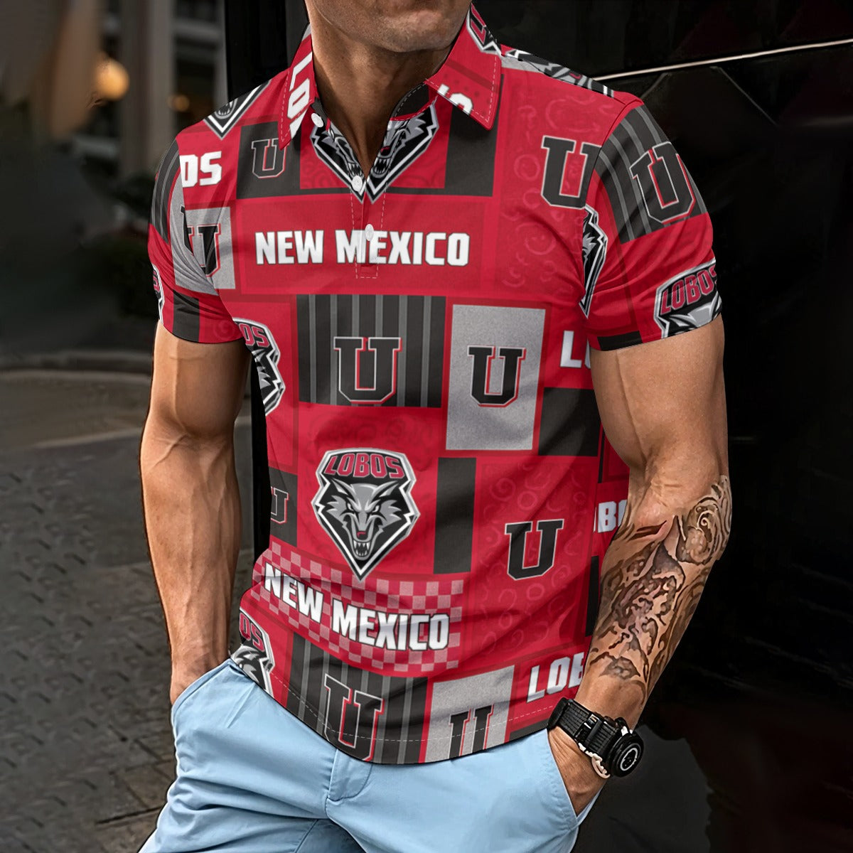 New Mexico Lobos Men's Polo Shirt White game day apparel