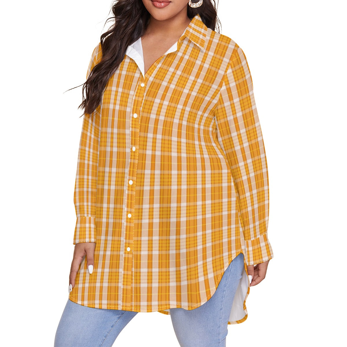 Tennessee Volunteers Orange White Plaid Womens Shirt With Long Sleeveplus Size 1 orange white plaid women fashion apparel