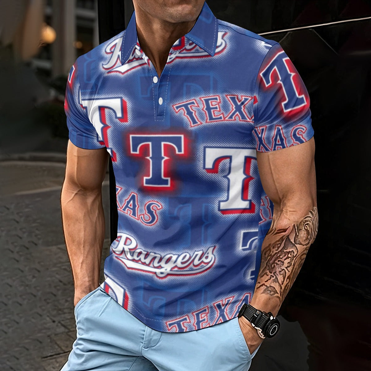 Texas Rangers Men's Polo Shirt texas rangers baseball fan apparel game day outfit
