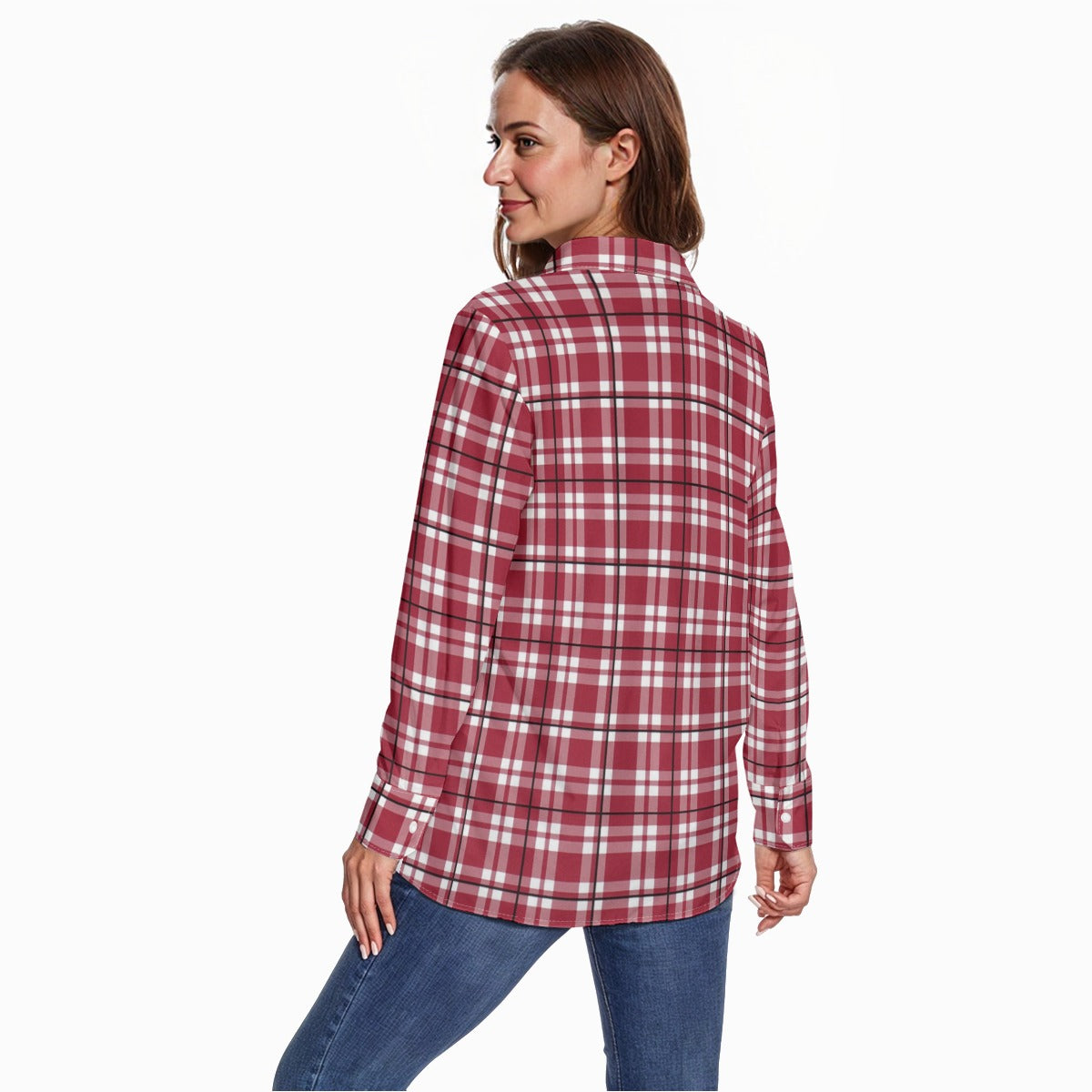 White Smoke Alabama State Tartan Plaid Women Long Sleeve Shirt – Southern College Style Top