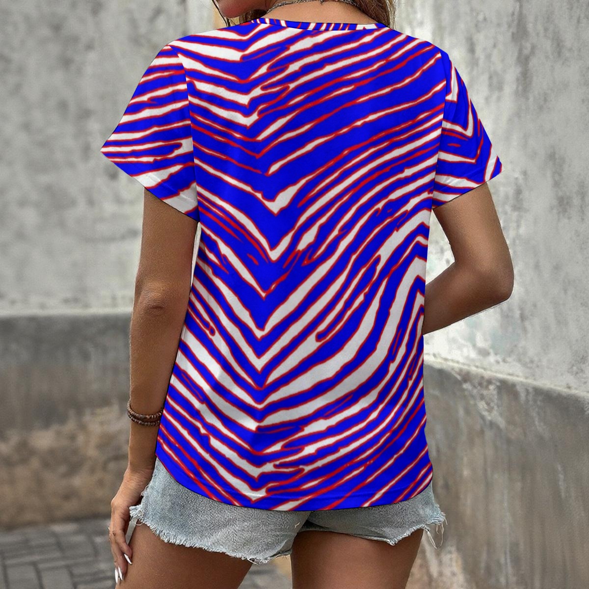 Buffalo Zebra Football Women’s V-Neck T-Shirt – Effortless Game Day Streetwear