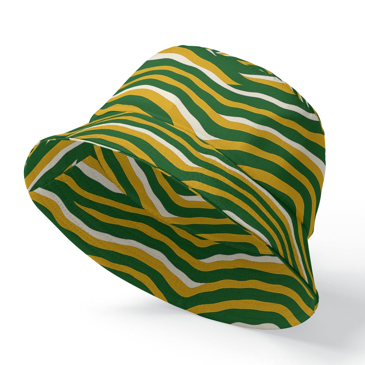 White Smoke Green Bay Football Yellow Green Zebra Double-Side Printing Bucket Hat – Game Day Streetwear
