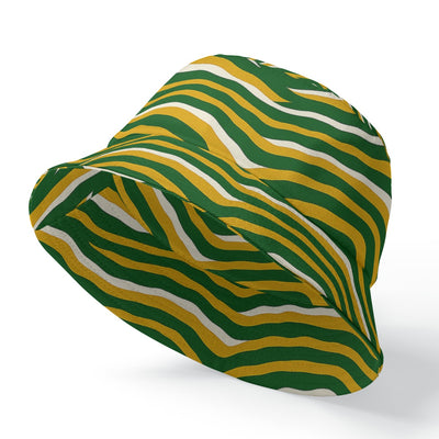White Smoke Green Bay Football Yellow Green Zebra Double-Side Printing Bucket Hat – Game Day Streetwear
