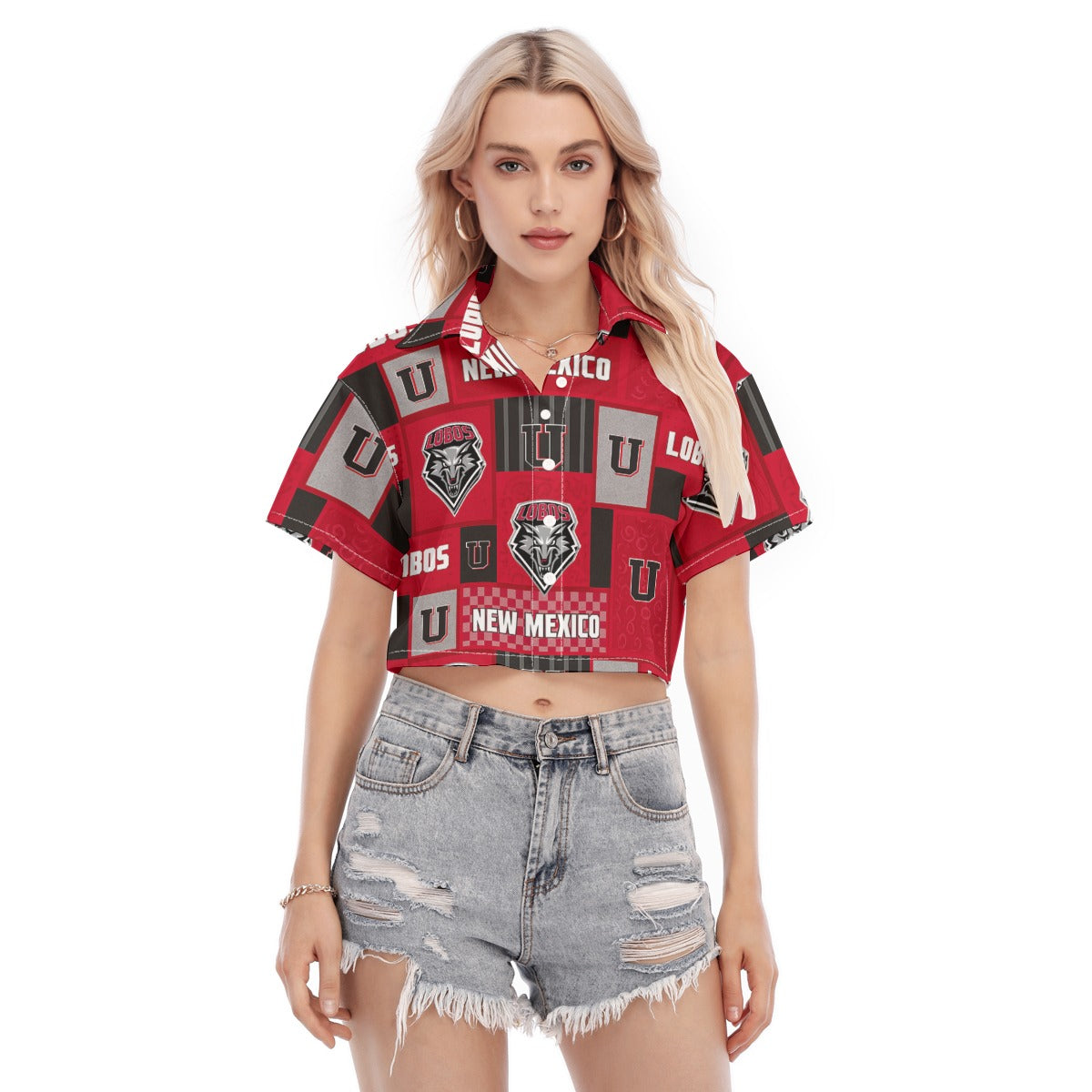 New Mexico Lobos Women's Cropped Shirt White game day apparel