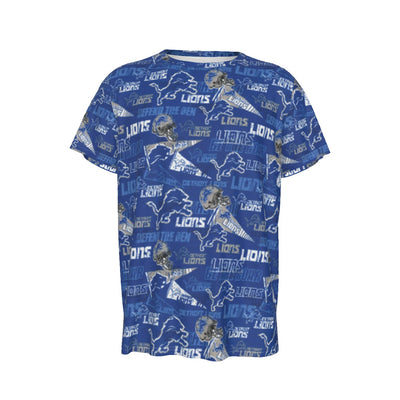 Detroit Lions Short Sleeve T-Shirt blue silver football back view game day look