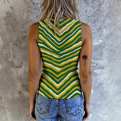 Dark Gray Green Bay Football Yellow Green Women’s Button Vest – Game Day Streetwear