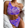 Light Gray Buffalo football Women’s Bikini with Single Shoulder – Red, Blue  White Zebra Game Day Style