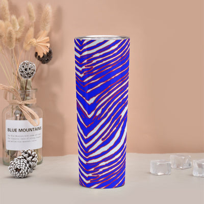 Tan Skinny Tumbler Stainless Steel with Lids 30OZ – Red Blue White Zebra Game Day Style