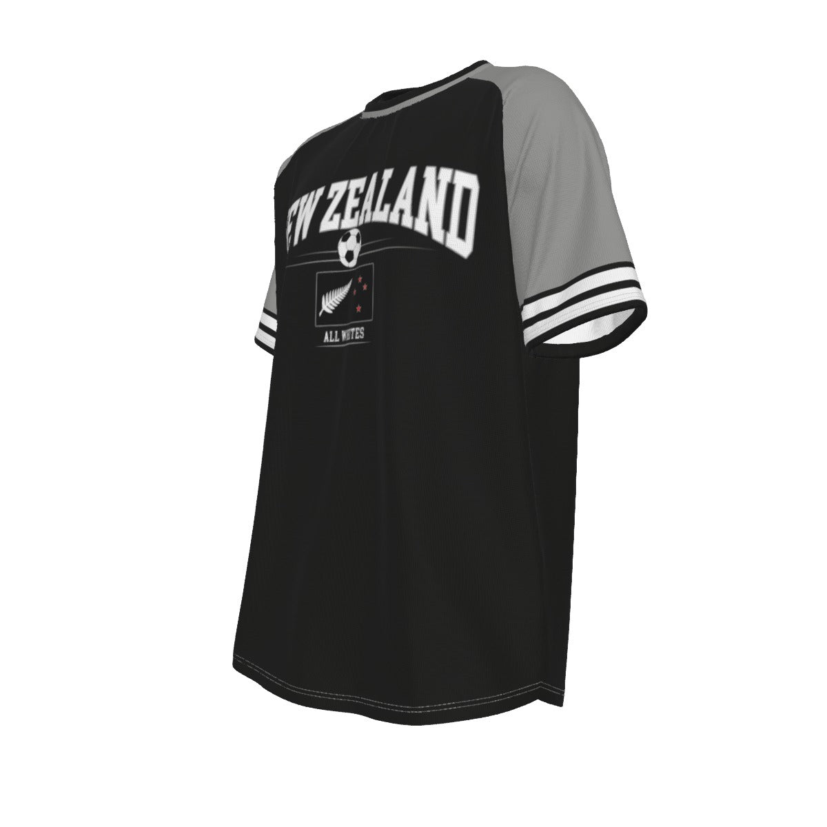 New Zealand Soccer T-Shirt Black White – New Zealand Football Shirt All Whites Fan Tee streetwear fashion product image 7