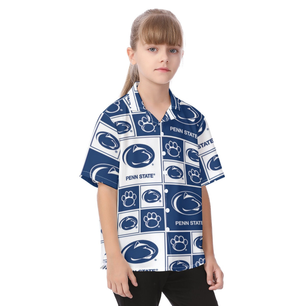 Penn State Nittany Lions Kid's Hawaiian Vacation Shirt White varsity sports apparel
