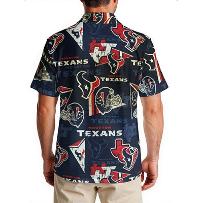 houston-texans-mens-hawaiian-shirt-150gsm navy red football fabric breathable detail