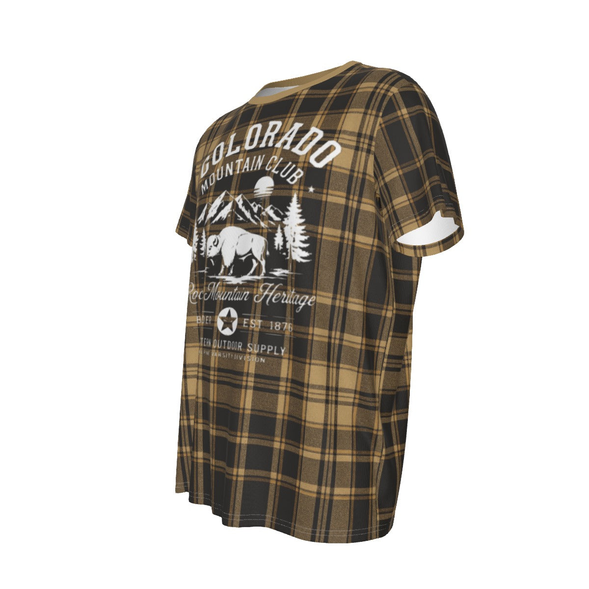 Colorado Mountain Club Plaid T Shirt – Rustic Outdoor Heritage Graphic Tee streetwear fashion product image 7