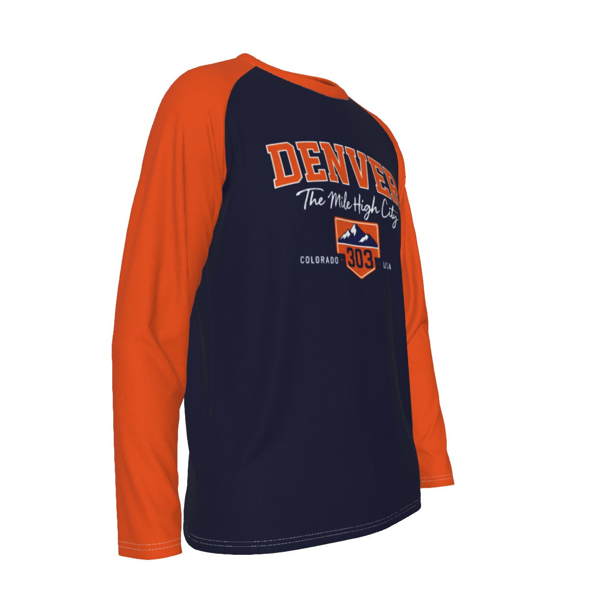 Denver Navy and Orange Long Sleeve Raglan Shirt – Vintage Baseball Varsity Athletic Style Tee