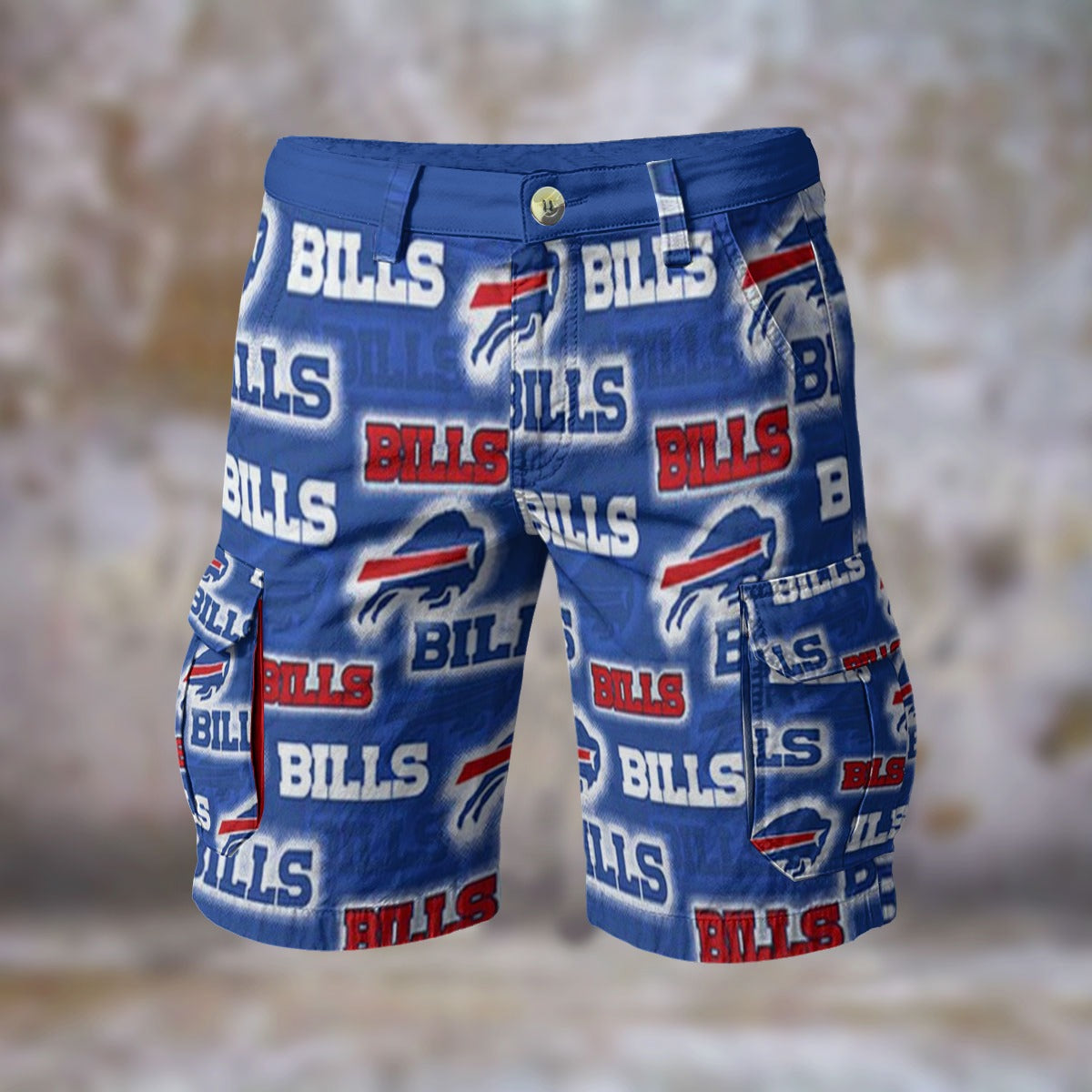 Buffalo football  Men's Cargo Shorts – Red Blue White Zebra Game Day Style