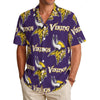 Minnesota Vikings Men's Hawaiian Shirt|150GSM purple gold football outfit back view