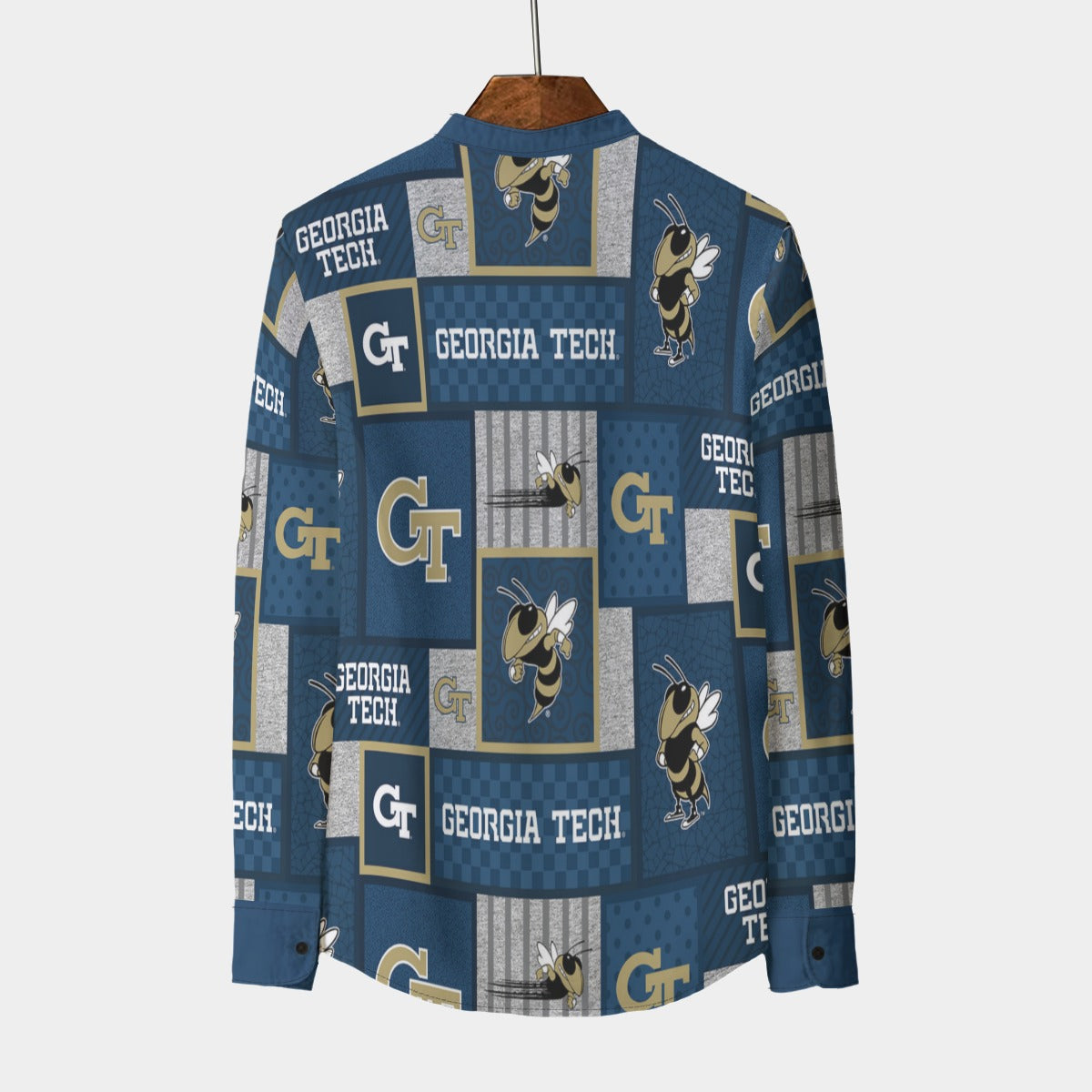 Georgia Tech Yellow Jackets Stand Collar Shirt With Long Sleeve|110GSM Imitation Flax varsity sportswear product image 1.0