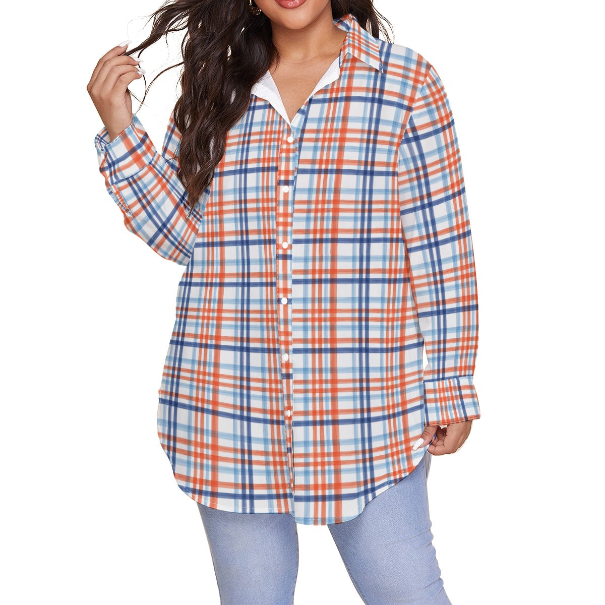 florida gators tartan plaid blue orange  women tartan plaid game day shirt