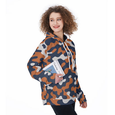 White Smoke Chicago Football Camo Hoodie – Navy Orange Game Day Streetwear Sweatshirt