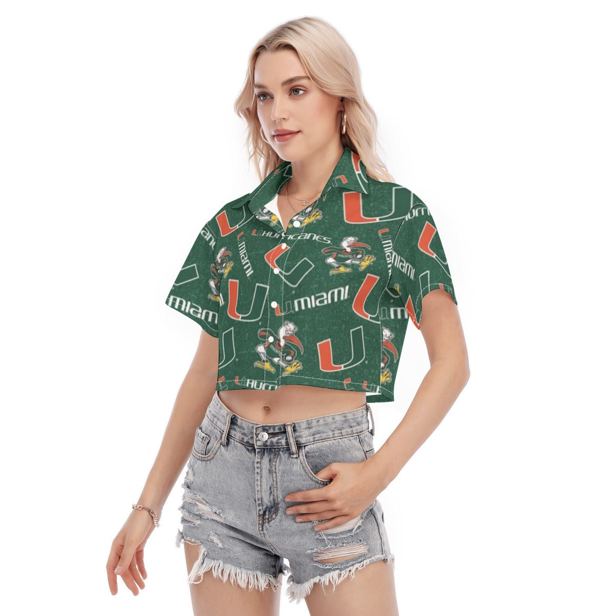 Miami Hurricanes Women's Cropped Shirt - ACC football apparel varsity sportswear product image 3.0