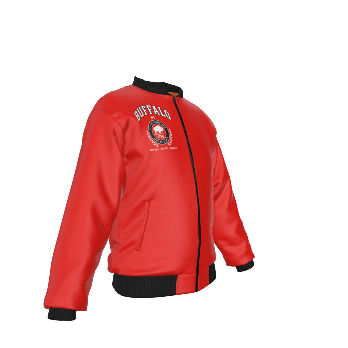 Buffalo football hokey and baseball red bomber Jacket With Sleeve Pocket