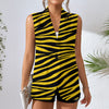 Pittsburgh Football Yellow Black Zebra Women's Sleeveless Blazer-Style Vest – football shirt, casual fan outfit, image 1.0