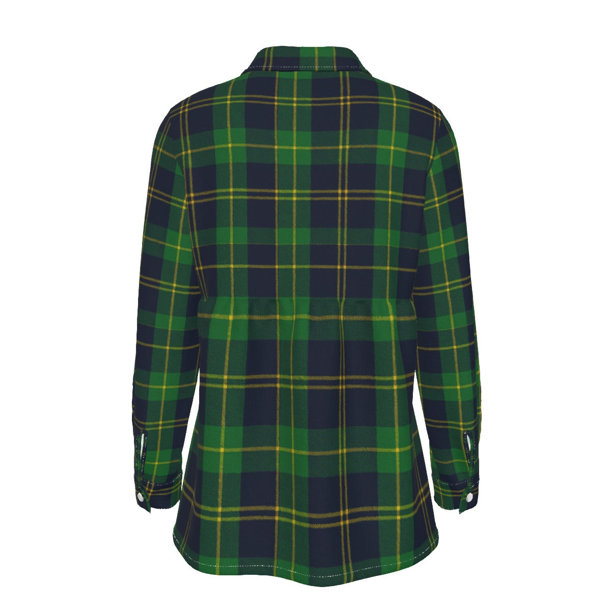 Notre Dame Fighting Irish Green Navy Gold Plaid Womens Elastic Back Shirt 8 green navy gold plaid women fashion apparel