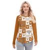Texas at Austin - Longhorns Women's Raglan Sleeves U-Shaped Hem Long Sleeves Blouse White varsity sports apparel
