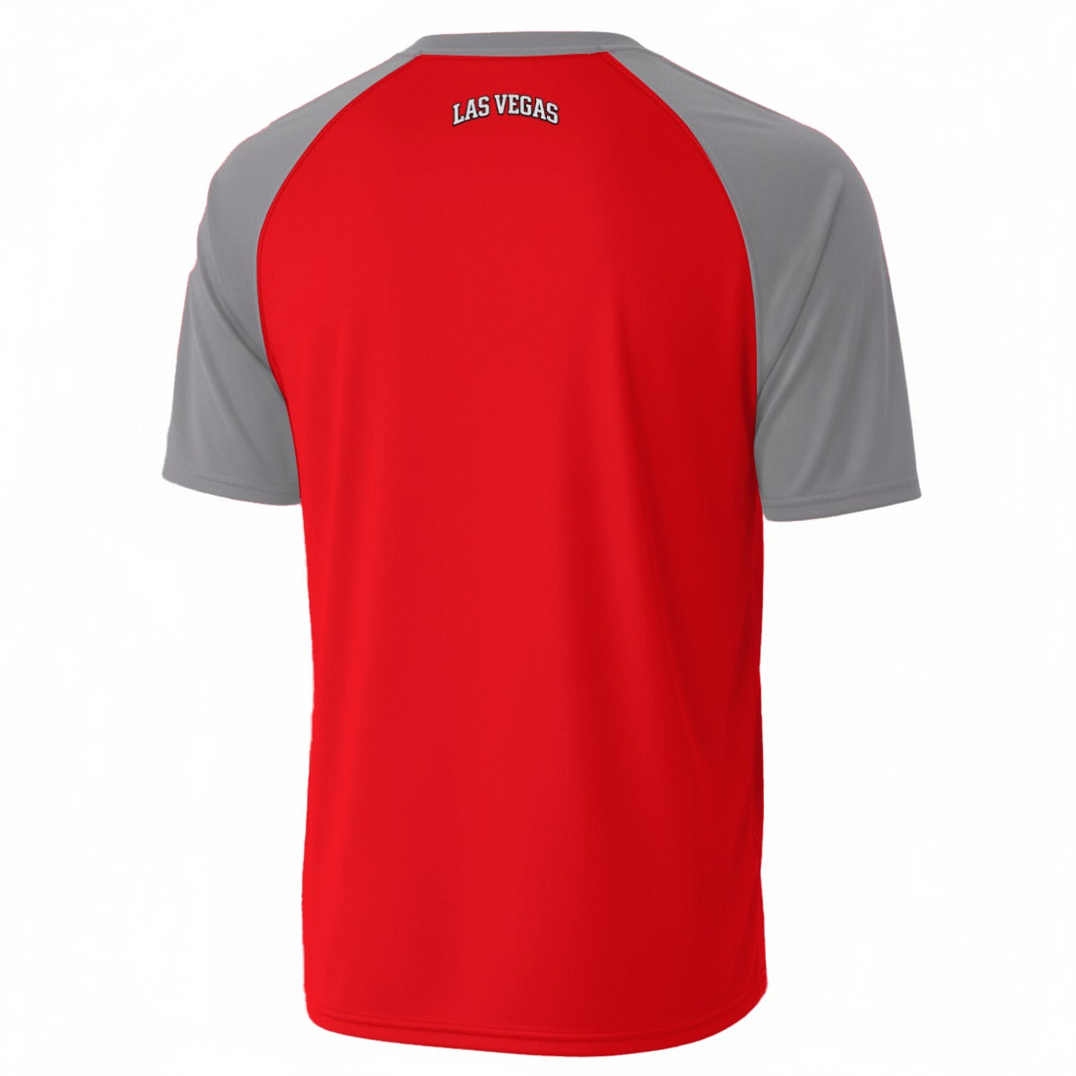 White Smoke Las Vegas Varsity Graphic T-Shirt – Red and Grey Sports Style Tee