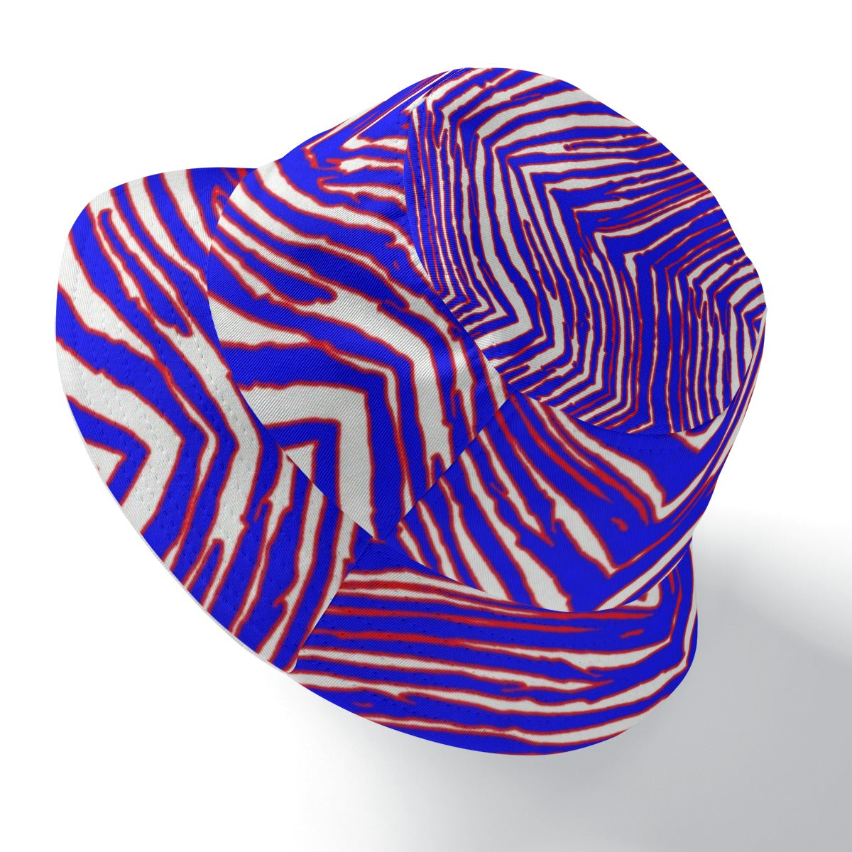 White Smoke Double-Side Printing Bucket Hat – Red Blue White Zebra Game Day Style