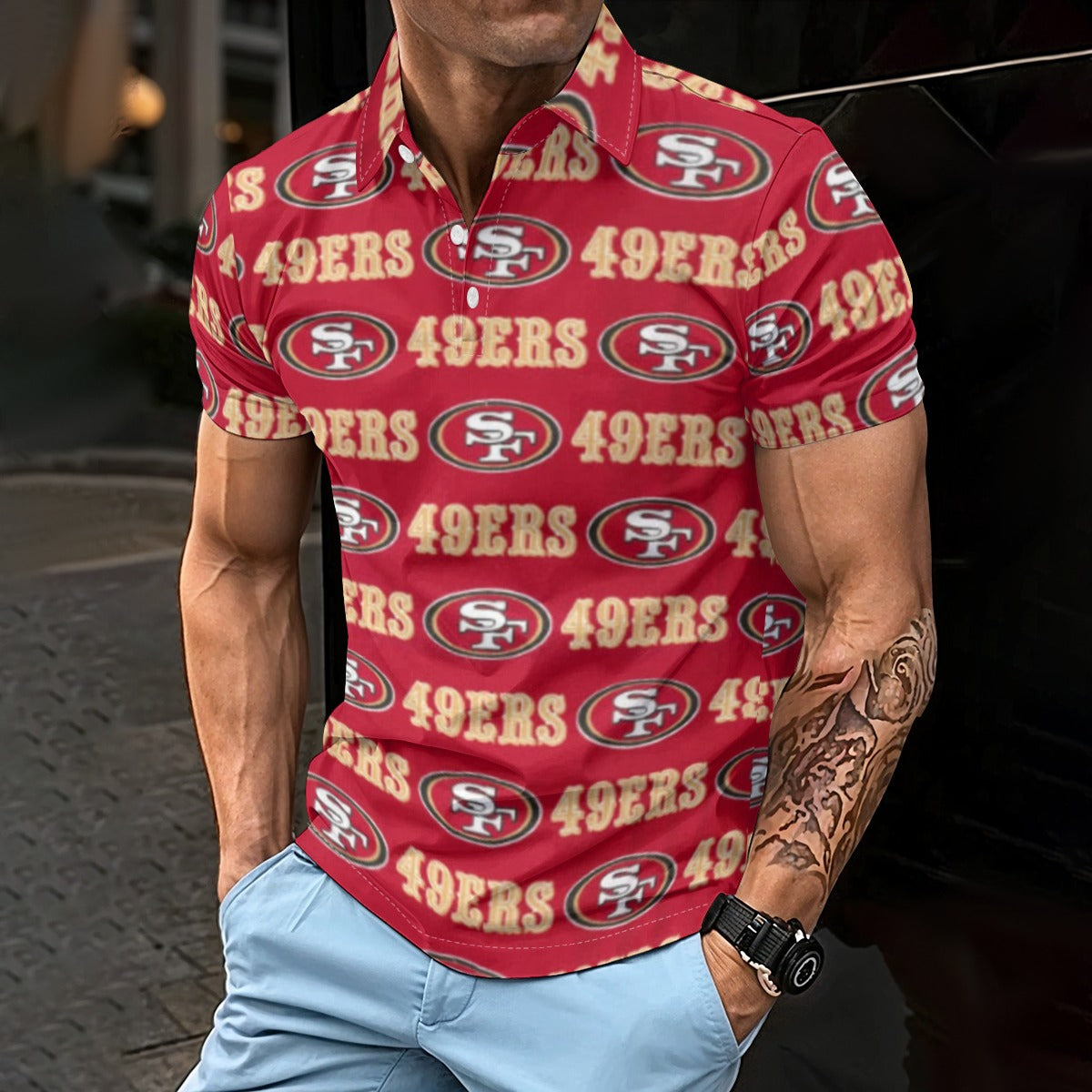 San Francisco 49ers  Men's Polo Shirt – lightweight game day shirt, game day outfit, image 774