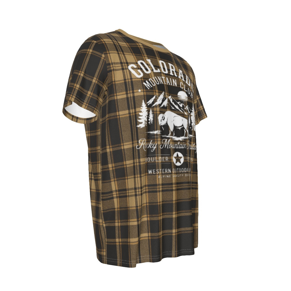 Colorado Mountain Club Plaid T Shirt – Rustic Outdoor Heritage Graphic Tee streetwear fashion product image 5