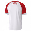 White Smoke Ohio State Scarlet and White V-Neck Raglan T-Shirt – Classic Varsity Football Style