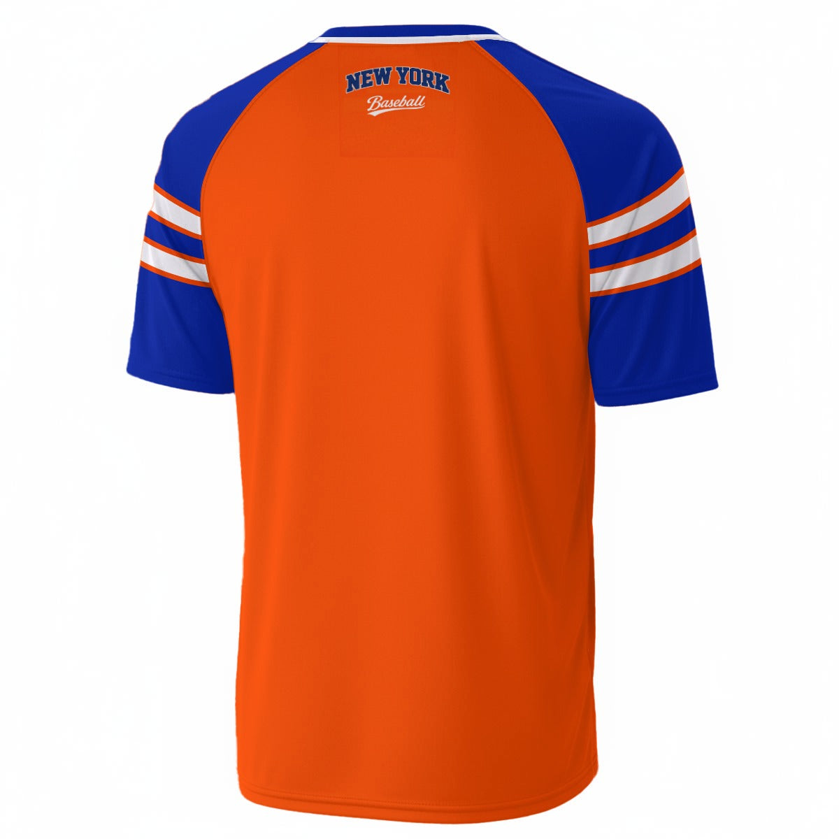 White Smoke New York Baseball Fan T-Shirt in Orange and Blue – Game Day Streetwear Shirt