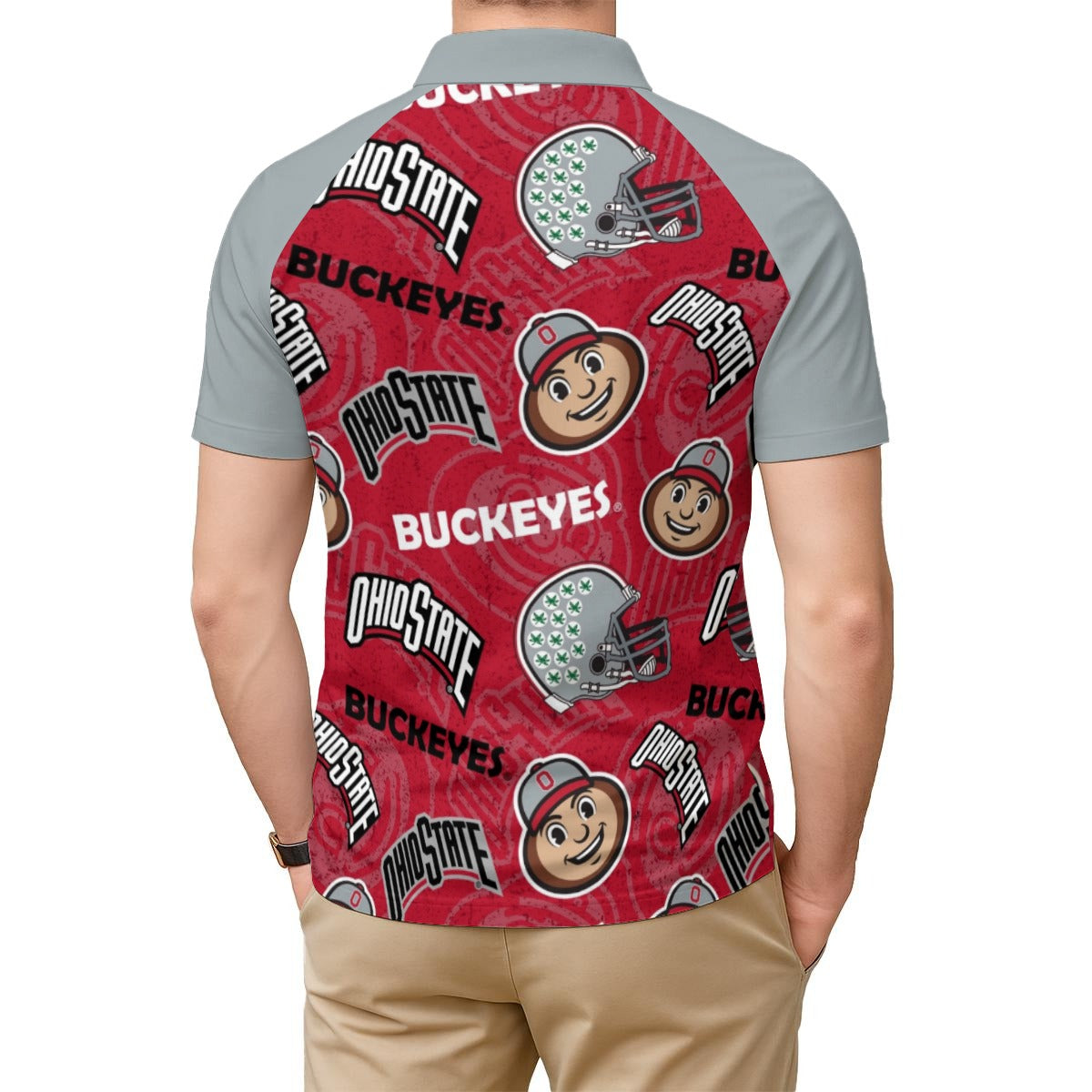 Ohio State - Buckeyes Men's Short Sleeve Polo Shirt With Button Closure White game day varsity apparel