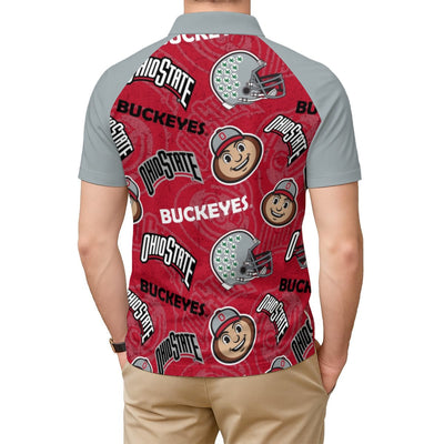 Ohio State - Buckeyes Men's Short Sleeve Polo Shirt With Button Closure White game day varsity apparel