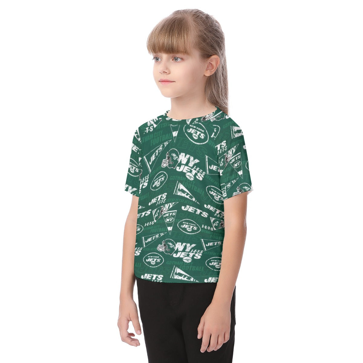 new-york-jets-kids-t-shirt green white football outfit fabric close-up