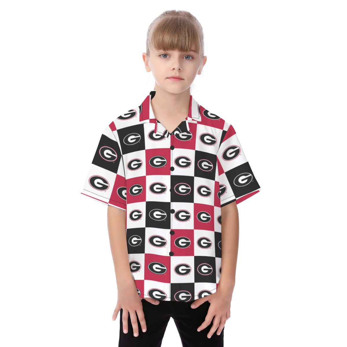 Georgia Bulldogs Kid's Hawaiian Vacation Shirt White varsity sports apparel