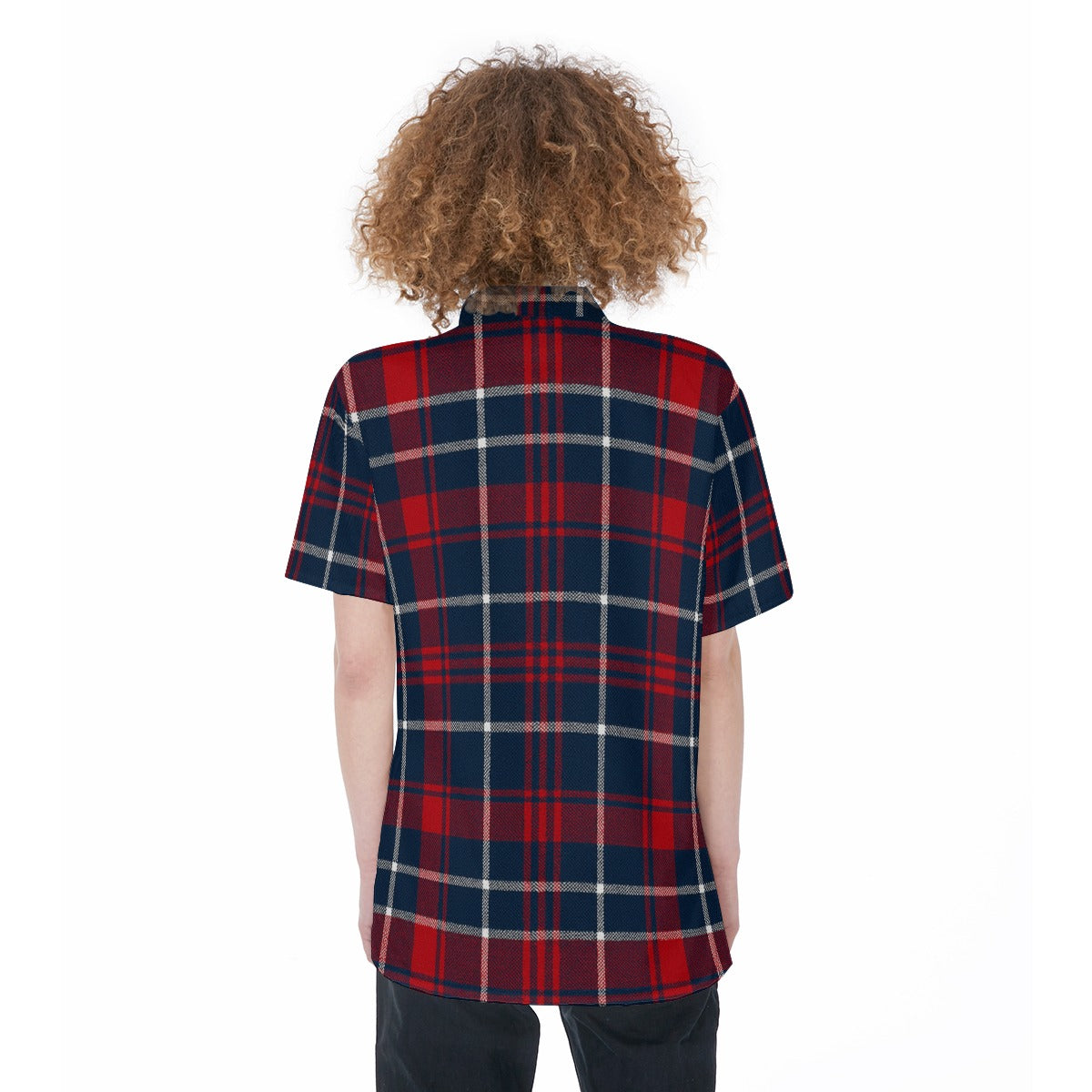 arizona wildcats tartan plaid navy red women's short sleeve shirt with pocket navy red tartan plaid game day fashion