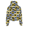 White Smoke Michigan Football Women’s Crop Top Hoodie With Zipper Closure – Cropped Zip-Up Game Day S