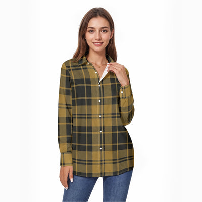 colorado buffaloes tartan plaid black gold women's comfort shirt with button|125gsm cotton women tartan plaid game day shirt