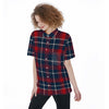 Arizona Wildcats Tartan Plaid Navy Red Women's Short Sleeve Shirt With Pocket