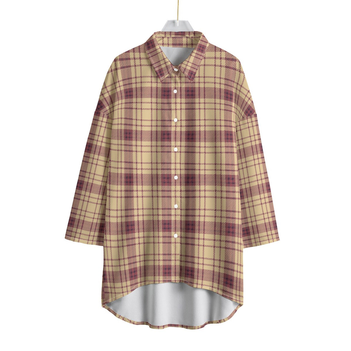 florida state seminoles tartan plaid oversized button up women shirt women's chiffon shirt with elbow sleeve women tartan plaid fashion